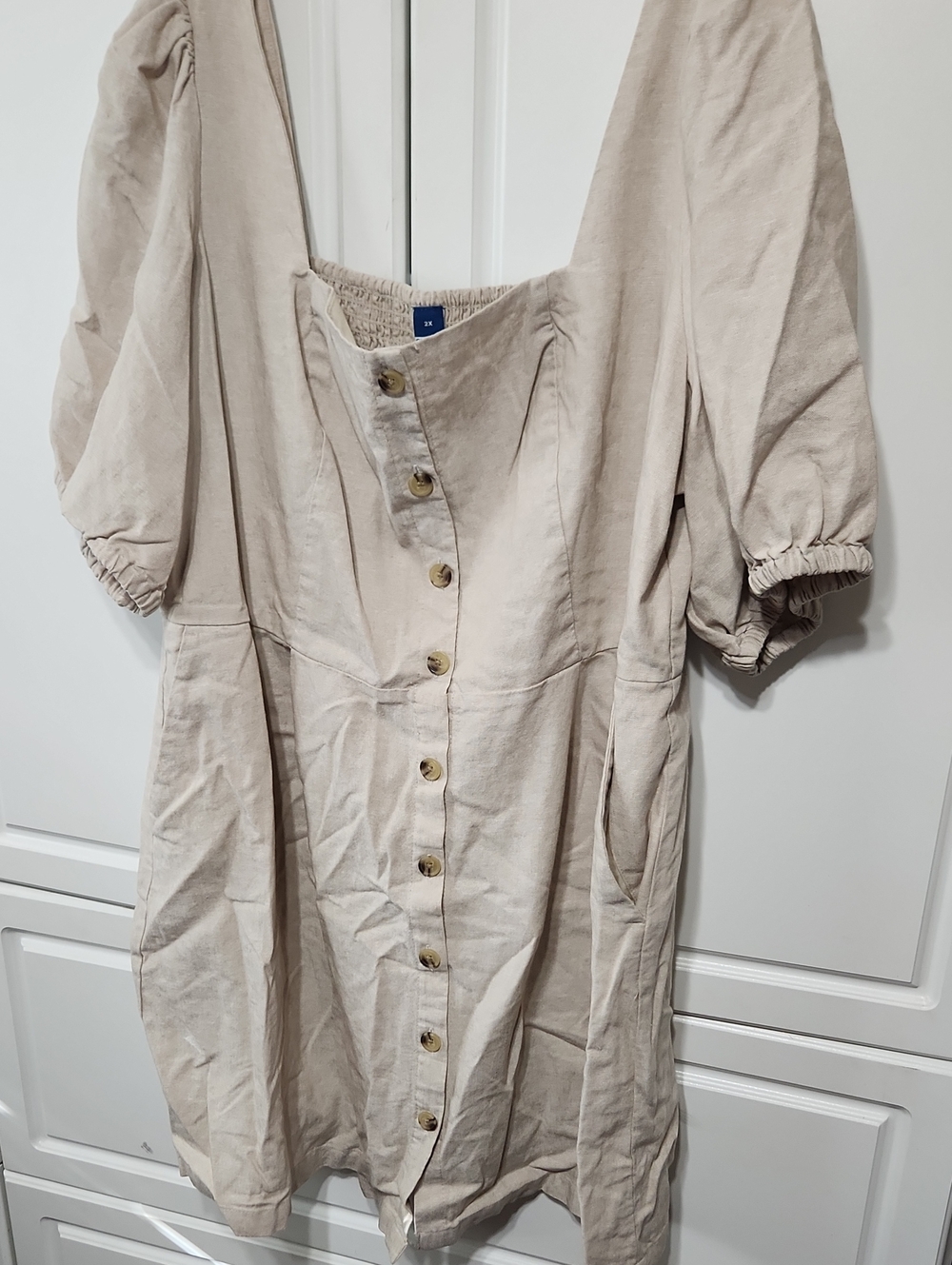 Women's Button-Front Beige Dress